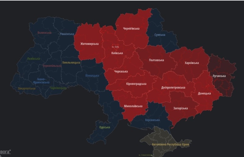 Карта украины сегодня тревога