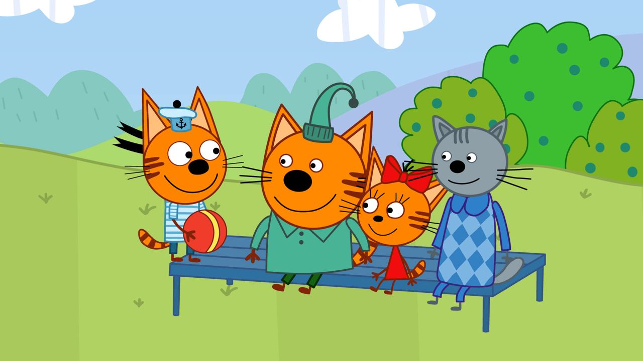 Маша включи 3 кота. Фон тнри кот а. Три кота персонажи. Персонажи 3 котов. Три кота Поляна.