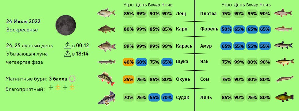 Прогноз клева для рыболовов - Кировская область