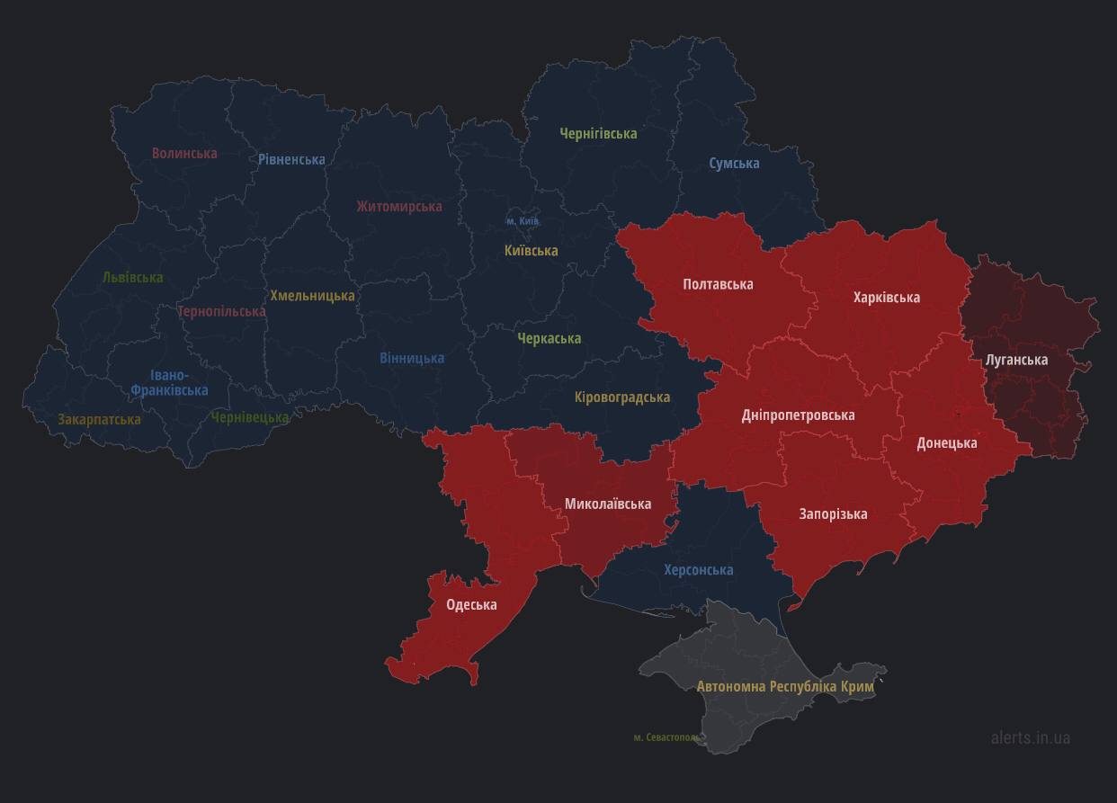 Карта воздушных тревог на украине онлайн в реальном времени