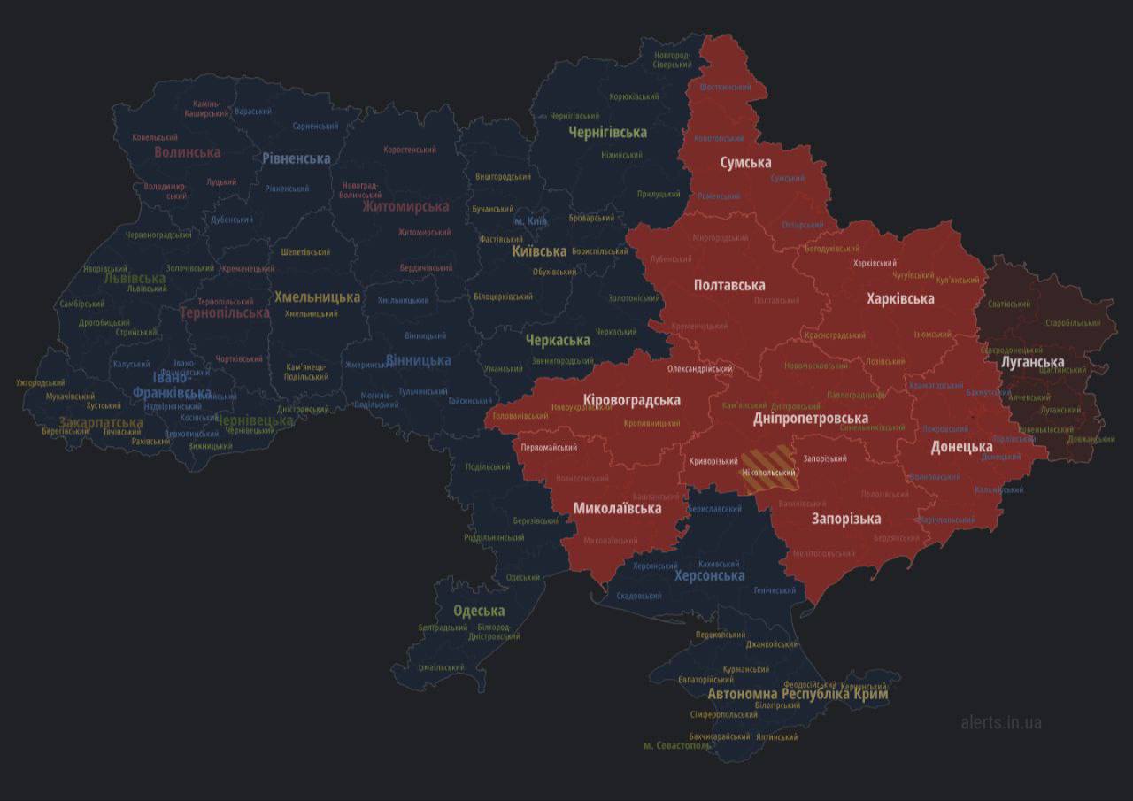 Карта повітряної тривоги україна