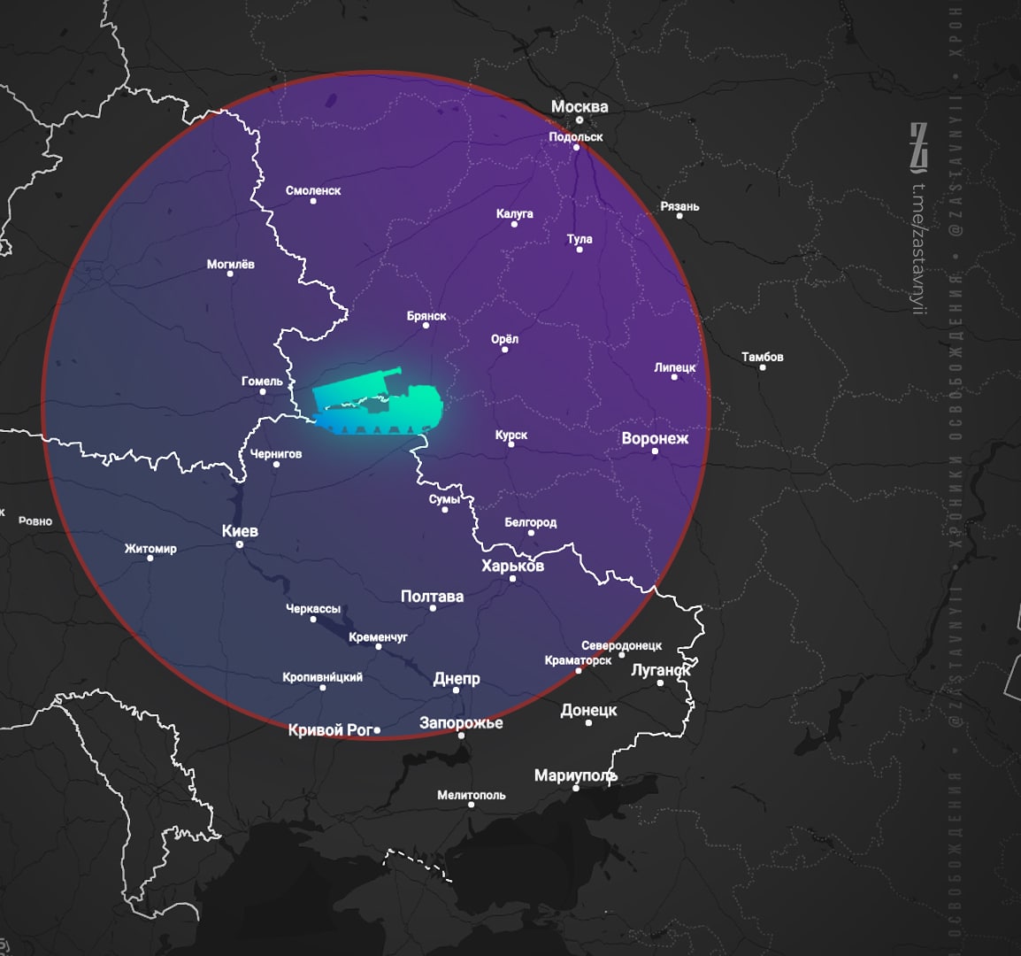 Карта дальности ракет украины