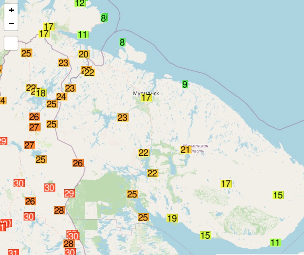 Погода мурманск карта